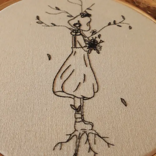 Quadro Bordado - Crescer e Florescer