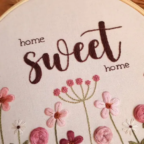 Quadro Bordado - Home Sweet Home