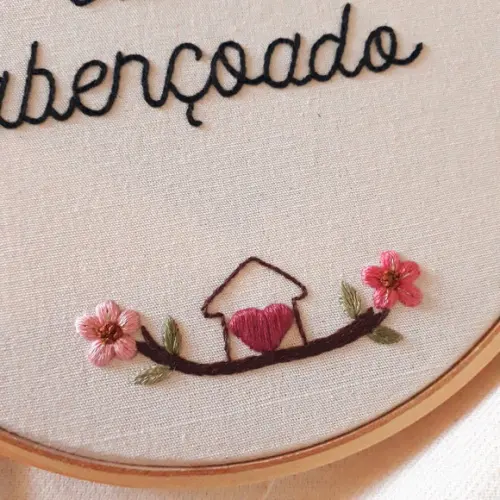 Quadro Bordado - Lar Abençoado