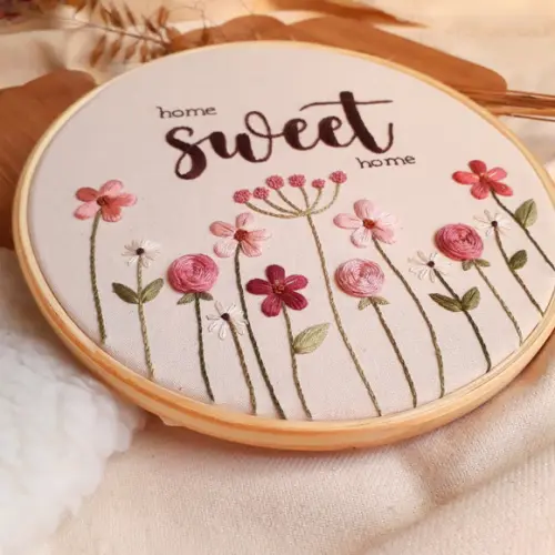 Quadro Bordado - Home Sweet Home