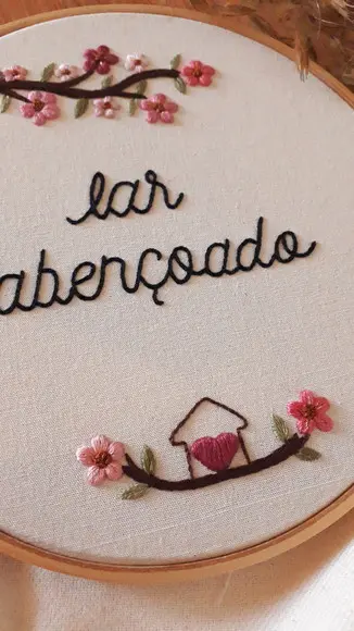 Quadro Bordado - Lar Abençoado