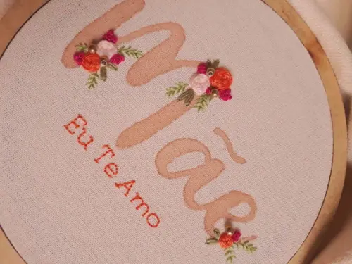 Quadro Bordado - Mãe Eu Te Amo