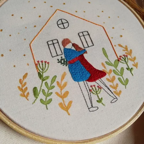 Quadro Bordado - Meu Lar - Dia dos Namorados