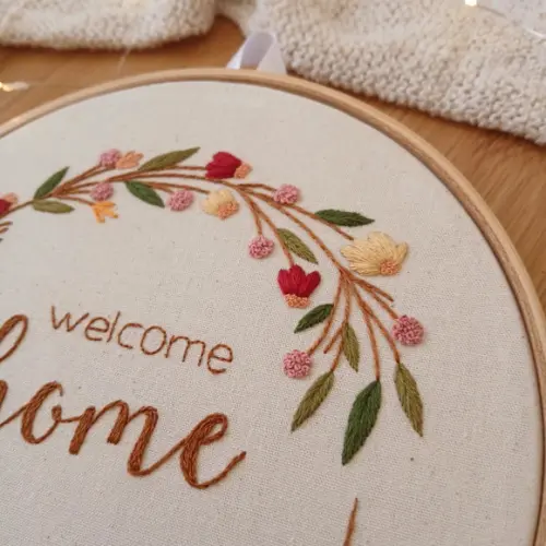Quadro Bordado - Welcome Home