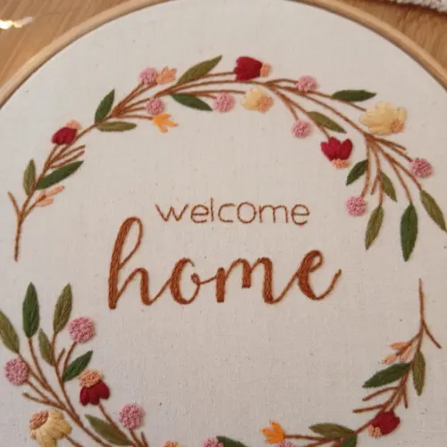 Quadro Bordado - Welcome Home