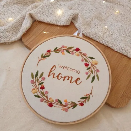 Quadro Bordado - Welcome Home