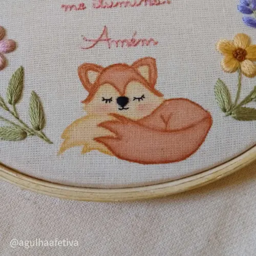 Quadro Bordado- Oração Santo Anjo