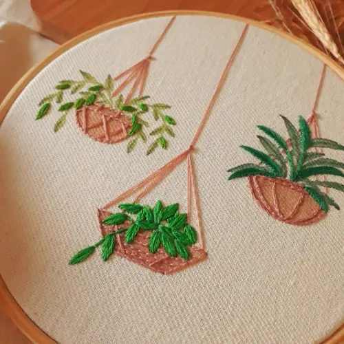 Vaso de Planta - Quadro Bordado