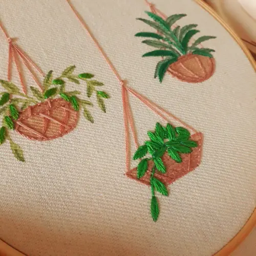 Vaso de Planta - Quadro Bordado