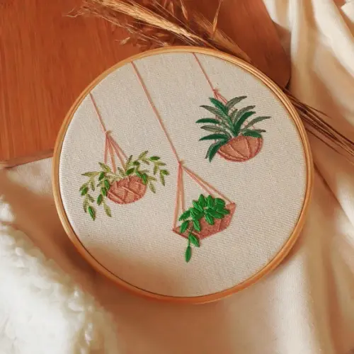 Vaso de Planta - Quadro Bordado