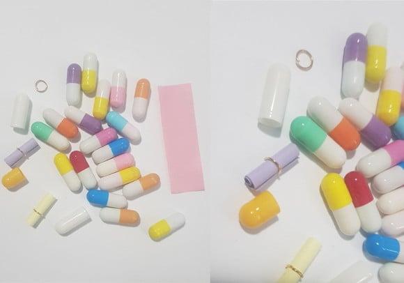 100 Mini Cápsulas Pílulas Mensagens/sem Nada Escrito