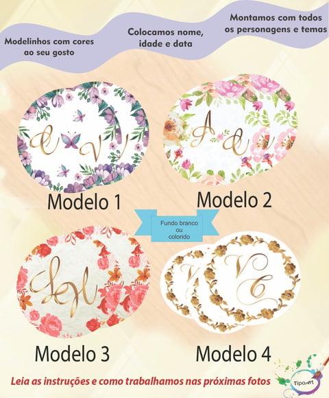 Adesivo -monogramas Florais