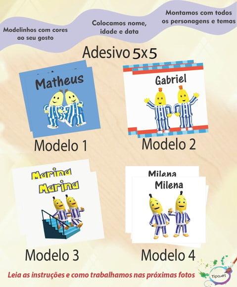 Adesivo 5x5 cm Quadradinho- Bananas de Pijama