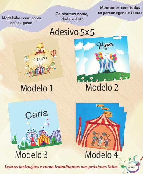 Adesivo 5x5 cm Quadradinho- Circo