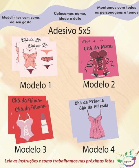 Adesivo 5x5 cm Quadradinho- Chá de Lingerie#2
