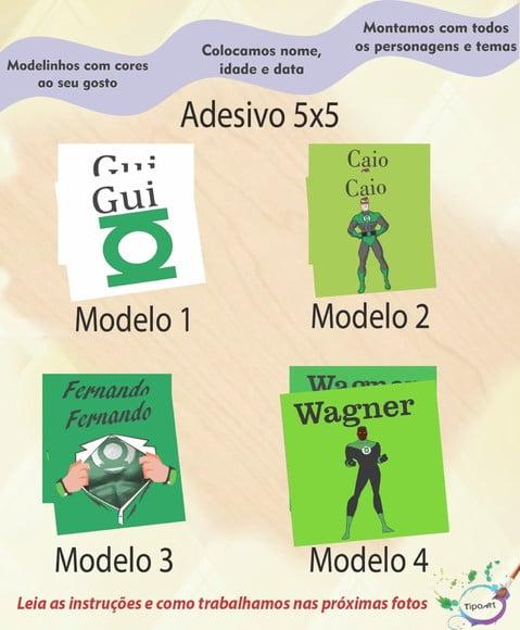 Adesivo 5x5 cm Quadradinho- Lanterna Verde