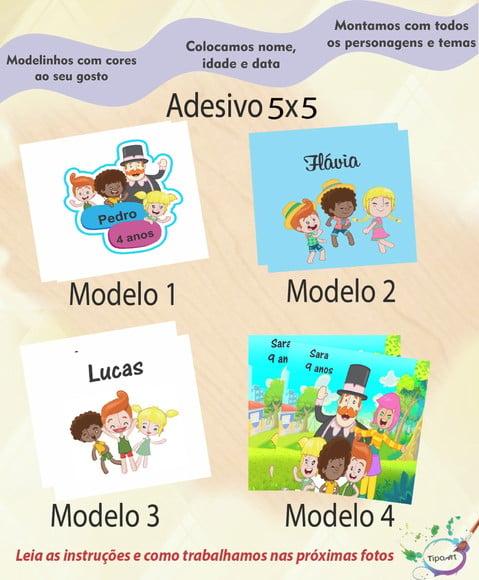 Adesivo 5x5 cm Quadradinho- Mundo Bita