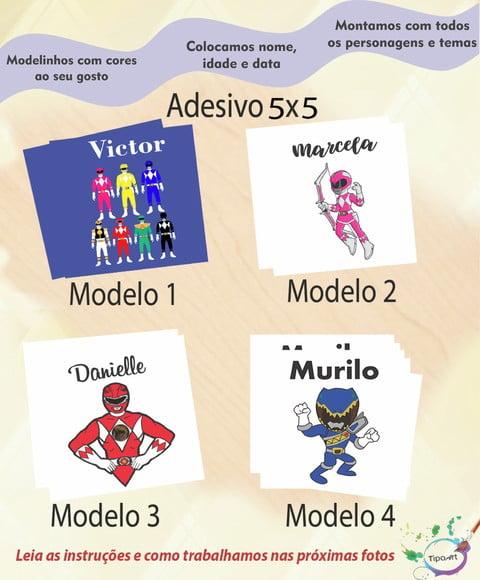 Adesivo 5x5 cm Quadradinho- Pawer Ranger