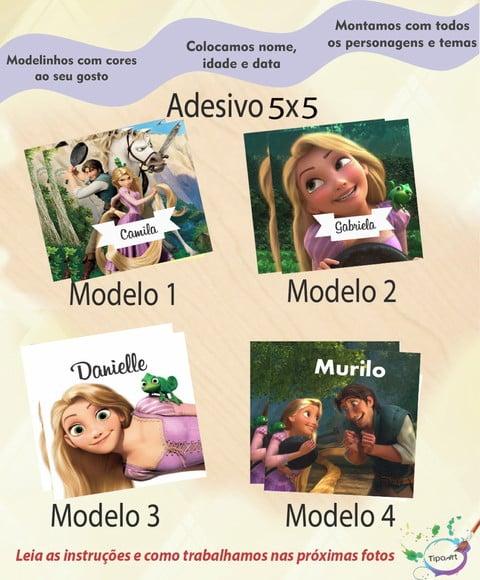 Adesivo 5x5 cm Quadradinho- Rapunzel