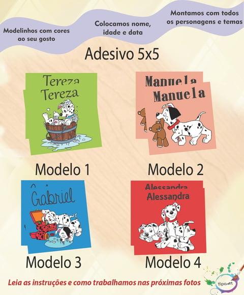 Adesivo 5x5 cm Quadradinho-101 Dalmatas