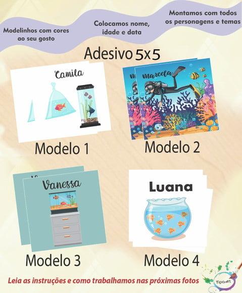 Adesivo 5x5 cm Quadradinho-aquário