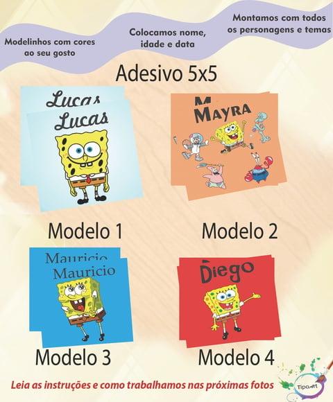 Adesivo 5x5 cm Quadradinho-bob Esponja