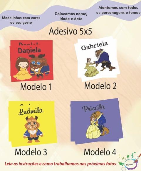 Adesivo 5x5 cm Quadradinho-bela e a Fera