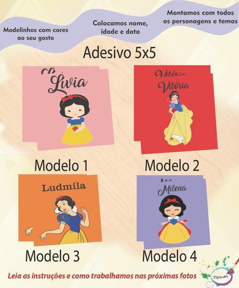 Adesivo 5x5 cm Quadradinho-branca de Neve
