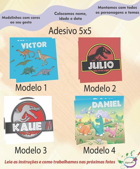 Adesivo 5x5 cm Quadradinho-dinossauro