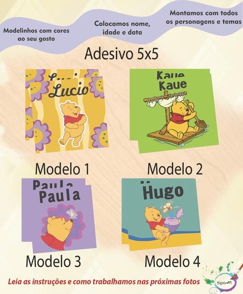 Adesivo 5x5 cm Quadradinho-pooh