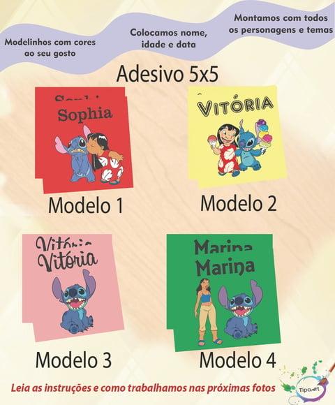 Adesivo 5x5 cm Quadradinho-stitch e Lilo