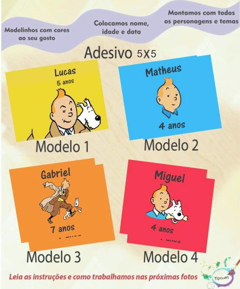 Adesivo 5x5 cm Quadradinho-tintim