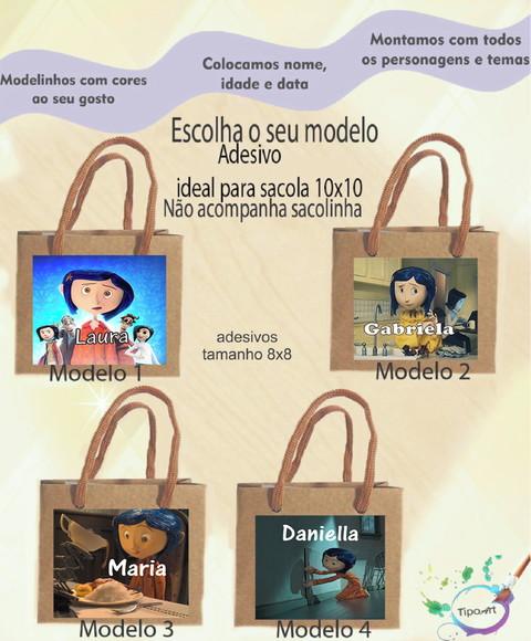 Adesivo 8x8 para Sacolinha- Caroline e o Mundo Secreto