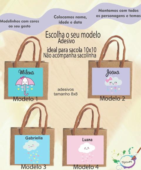 Adesivo 8x8 para Sacolinha- Chuva de Amor