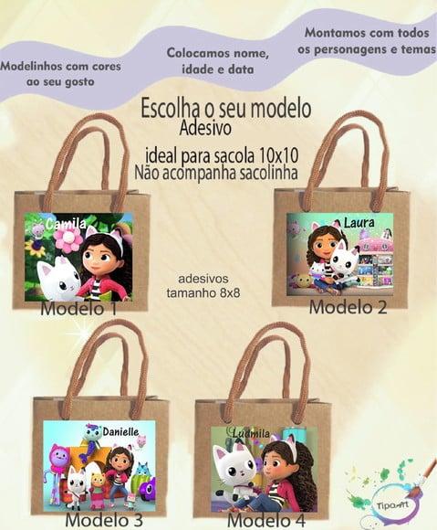Adesivo 8x8 para Sacolinha- Gabi Casa Mágica