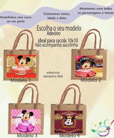 Adesivo 8x8 para Sacolinha- Minnie Realeza