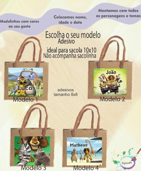 Adesivo 8x8 para Sacolinha- Madagascar