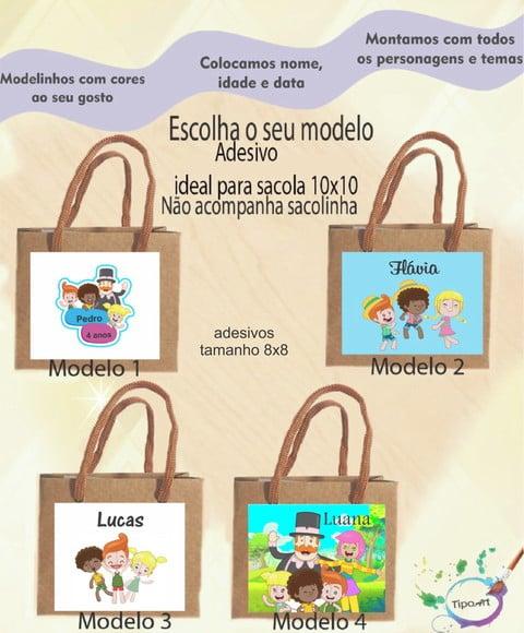 Adesivo 8x8 para Sacolinha- Mundo Bita