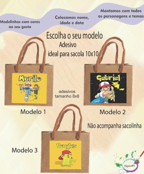 Adesivo 8x8 para Sacolinha- Pokemon