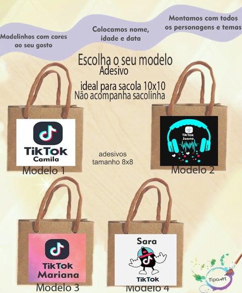 Adesivo 8x8 para Sacolinha- Tik Tok