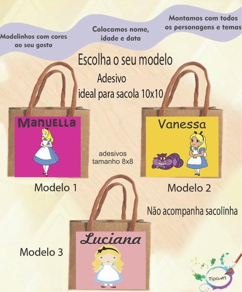 Adesivo 8x8 para Sacolinha-alice