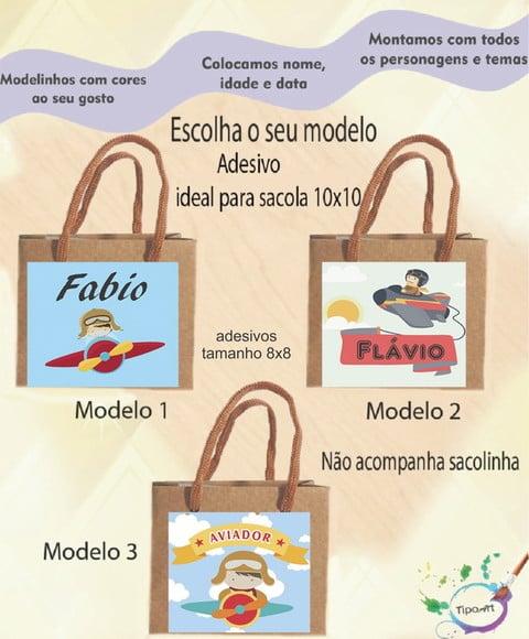 Adesivo 8x8 para Sacolinha-aviador