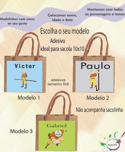 Adesivo 8x8 para Sacolinha-avatar Aang