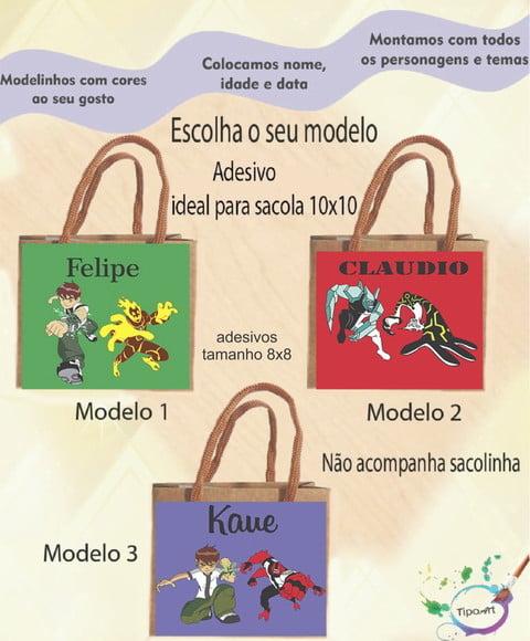 Adesivo 8x8 para Sacolinha-ben 10