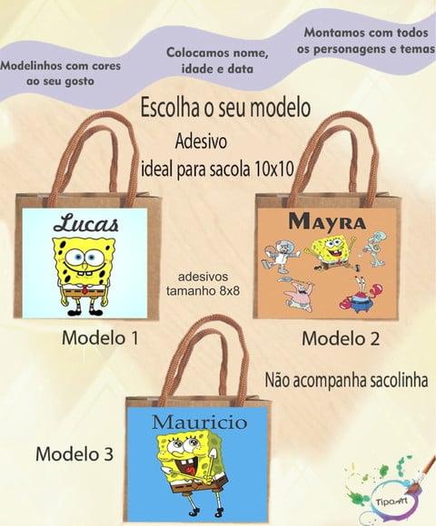 Adesivo 8x8 para Sacolinha-bob Esponja