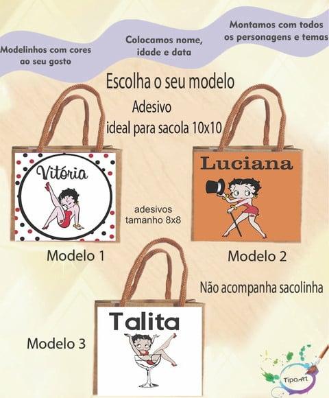 Adesivo 8x8 para Sacolinha-betty Boop