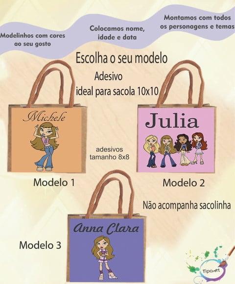 Adesivo 8x8 para Sacolinha-bratz