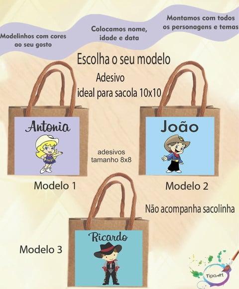 Adesivo 8x8 para Sacolinha-cowboy