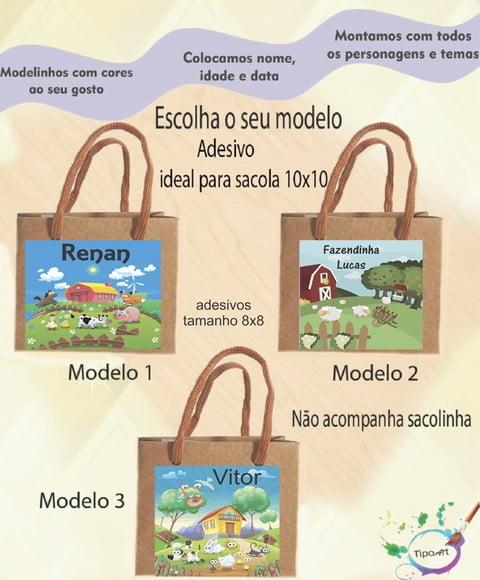 Adesivo 8x8 para Sacolinha-fazenda