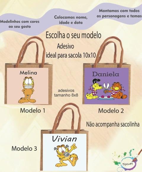 Adesivo 8x8 para Sacolinha-garfield